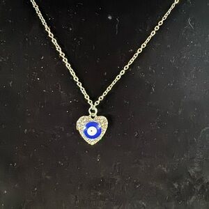 NEOT- Heart Pendant Necklace with Evil Eye Charm